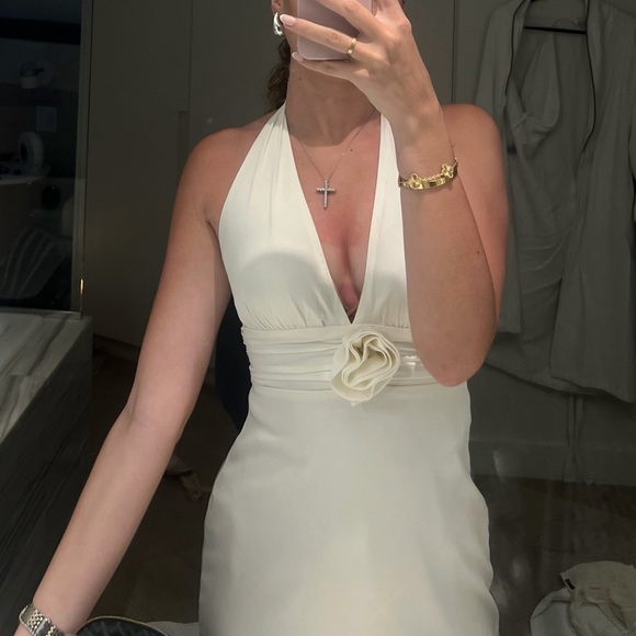 Abercrombie white rosette halter midi dress - Picture 3 of 12